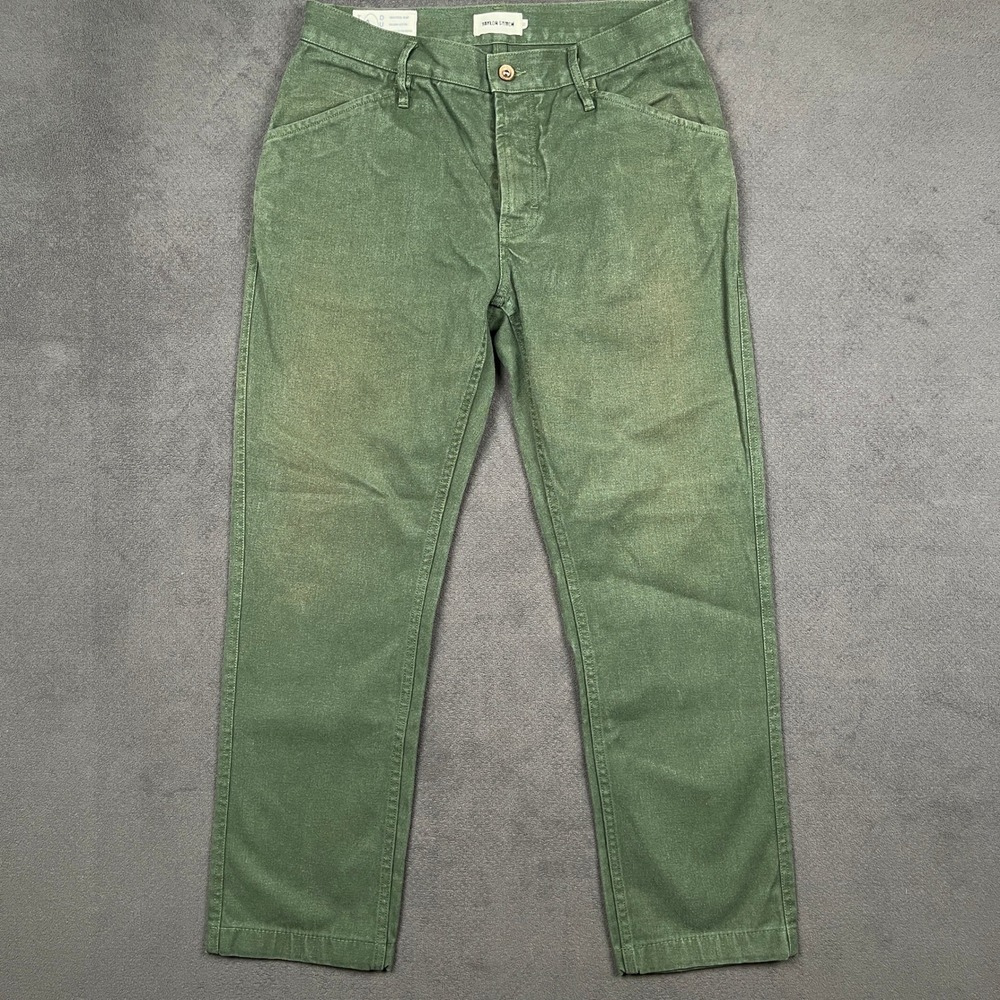 Taylor Stitch Camp Pant Mens 32 Olive Green Tuff Duck Hemp Canvas Button Fly